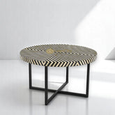 Bone Inlay Diamond Stripe Design Coffee Table Black | Bone Inlay Diamond Stripe Design Center Table Black